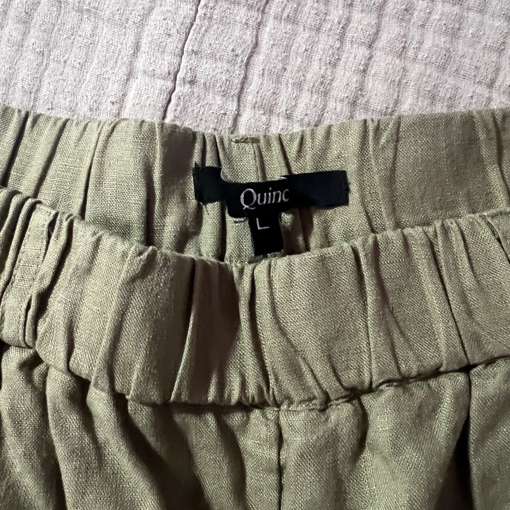 Quince Olive Wide-Leg Linen Blend Pants - Women